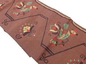 花鳥に幾何学模様織出し名古屋帯